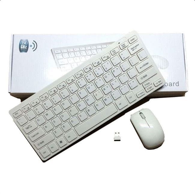 GKM901 2.4Ghz Wireless Mini Keyboard And Mouse Combo USB Support White