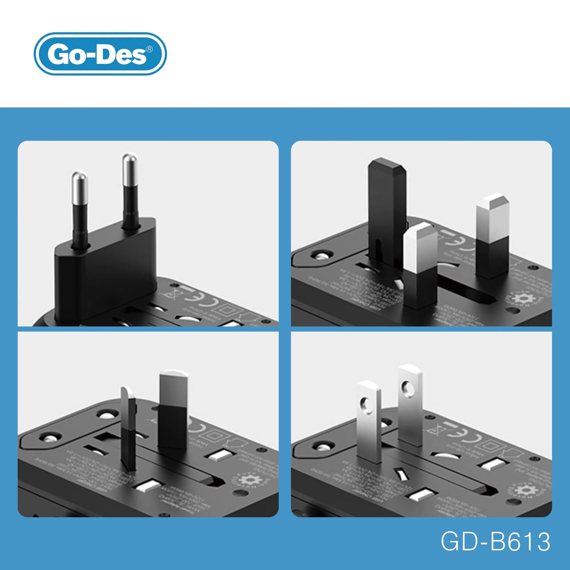 Go Des GD B613 International Universal Travel Aadapter Power Plug view 2
