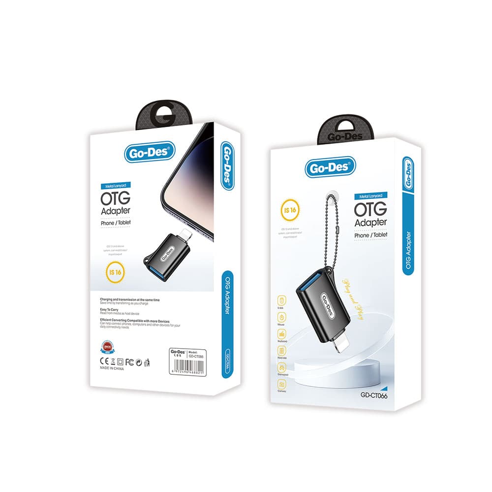 Go Des GD CT066 USB A To Lightning OTG Adapter view 3