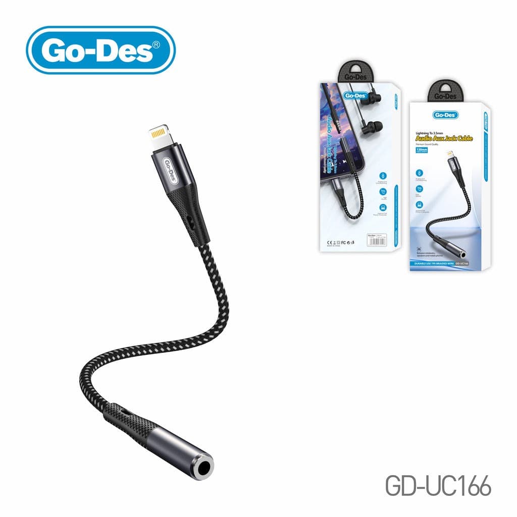 Go Des GD UC166 Lightning To 3.5mm Aux Braided Audio Adapter view 3