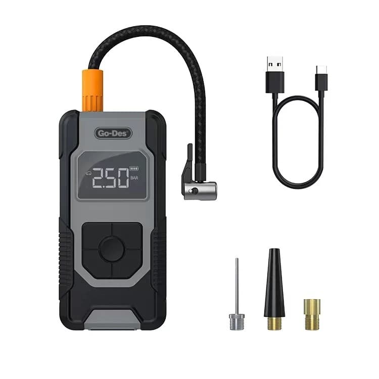 Go Des GDB618 Rechargeable Portable Cordless Digital Air Pump Tire Inflator Compressor Tyre Pump With 5000Mah Power Bank