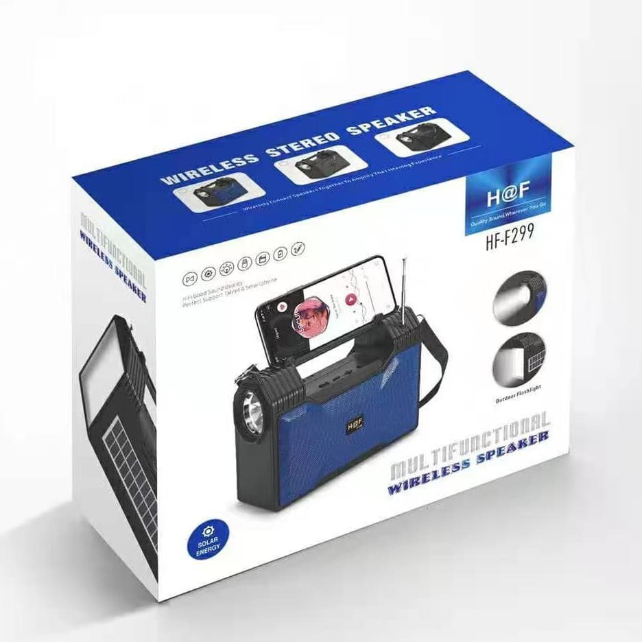 H@F HF-F299 Wireless Bluetooth Speaker Solar Rechargeable Torch Light FM Radio TF Slot view 5