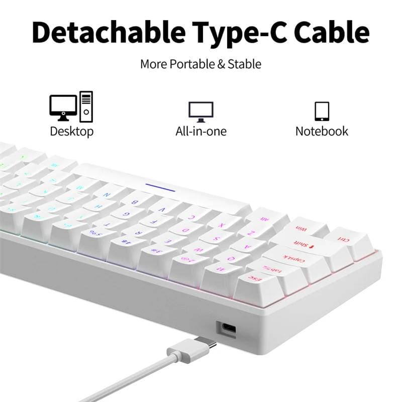 H61K Blue Switch Mechanical Keyboard Blue Switch Type-C RGB 61 Keys view 5