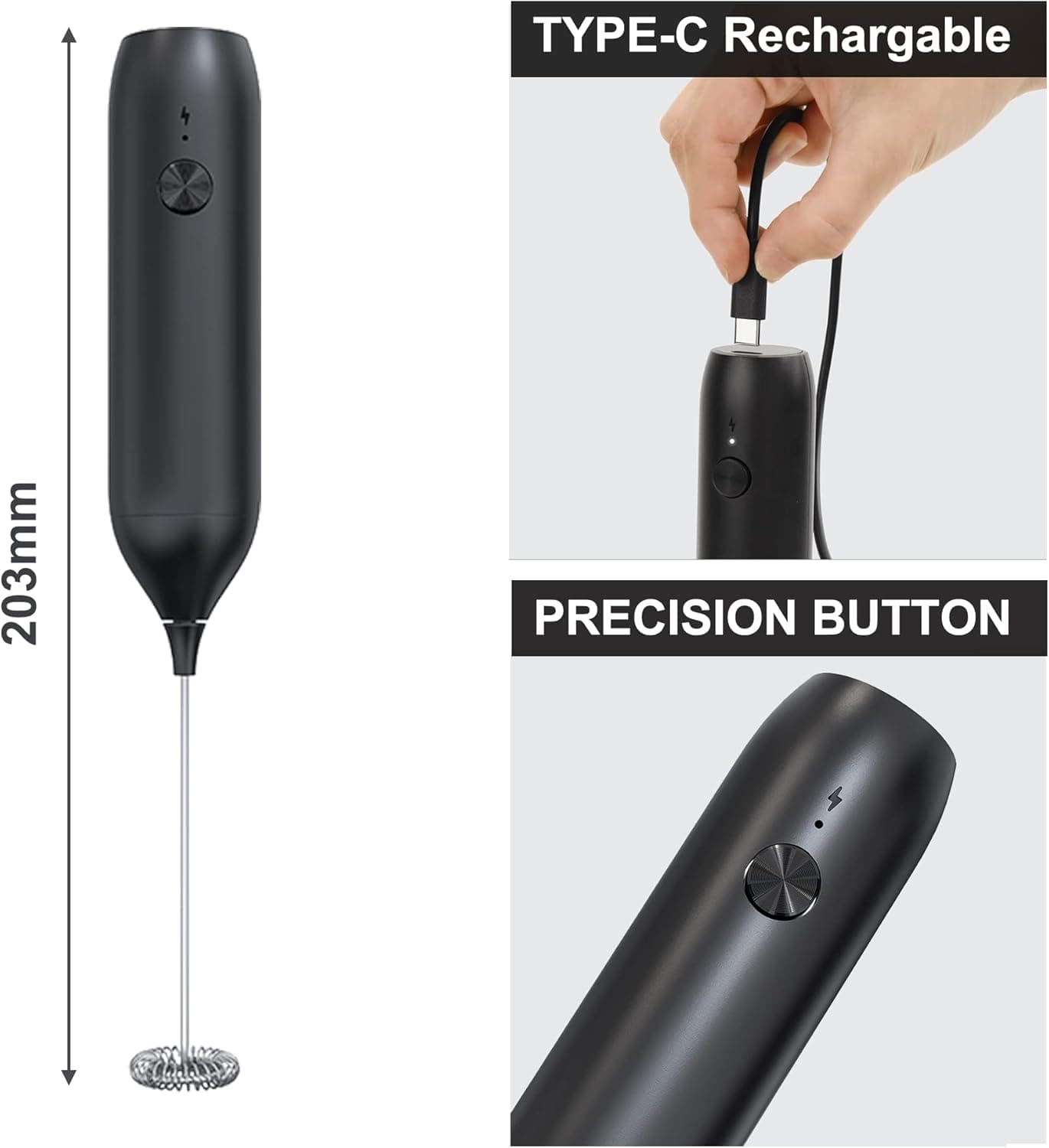 Handheld Type C Rechargeable Coffee Beater Milk Frother view 4