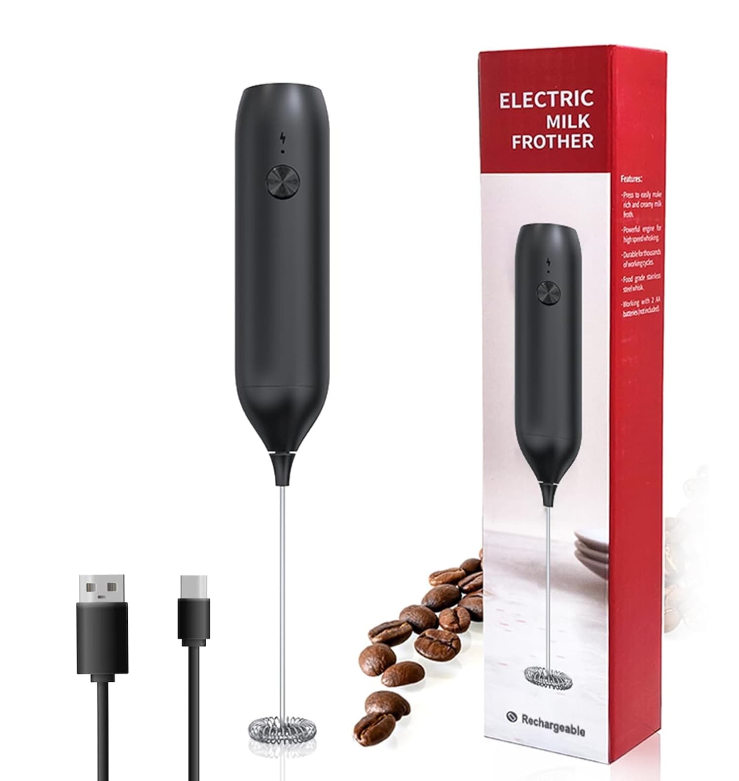 Handheld Type C Rechargeable Coffee Beater Milk Frother