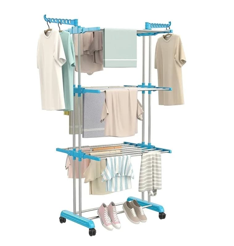 Heavy Duty Stainless Steel Double Pole Foldable Cloth Dryer Clothes Drying Stand view 2