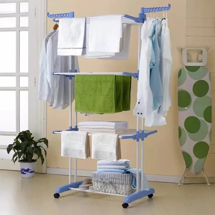 Heavy Duty Stainless Steel Double Pole Foldable Cloth Dryer Clothes Drying Stand