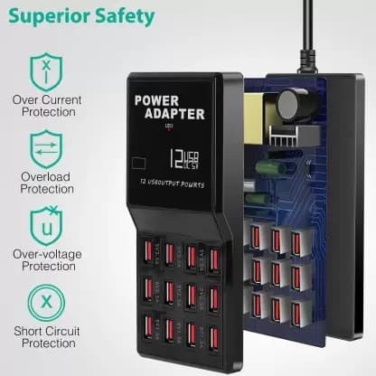 High Speed 12 Port USB Electric Fast Charging Ports Power Adapter