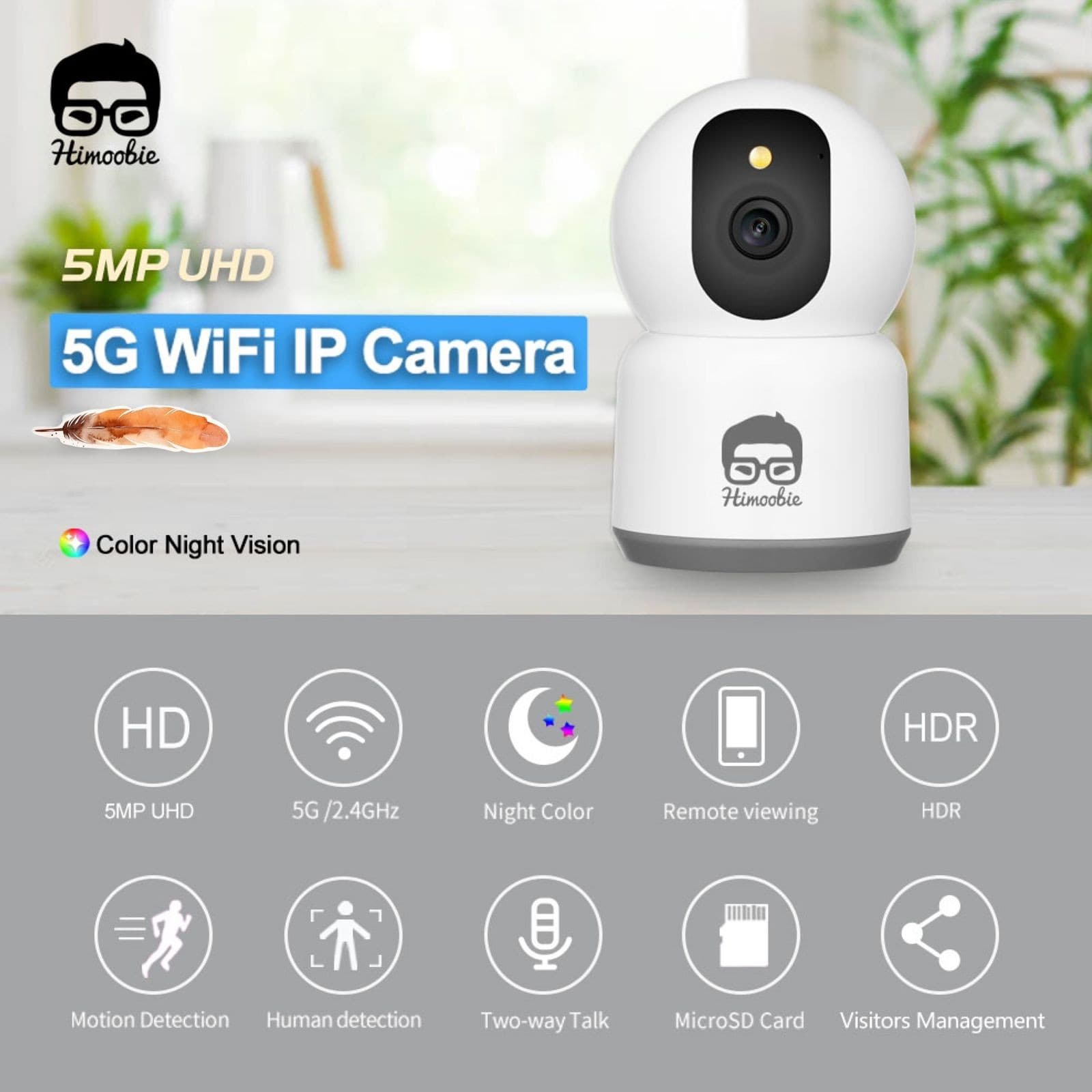 Himoobie CP5 Wireless IP Wifi Surveillance Home Security Camera 5MP view 2