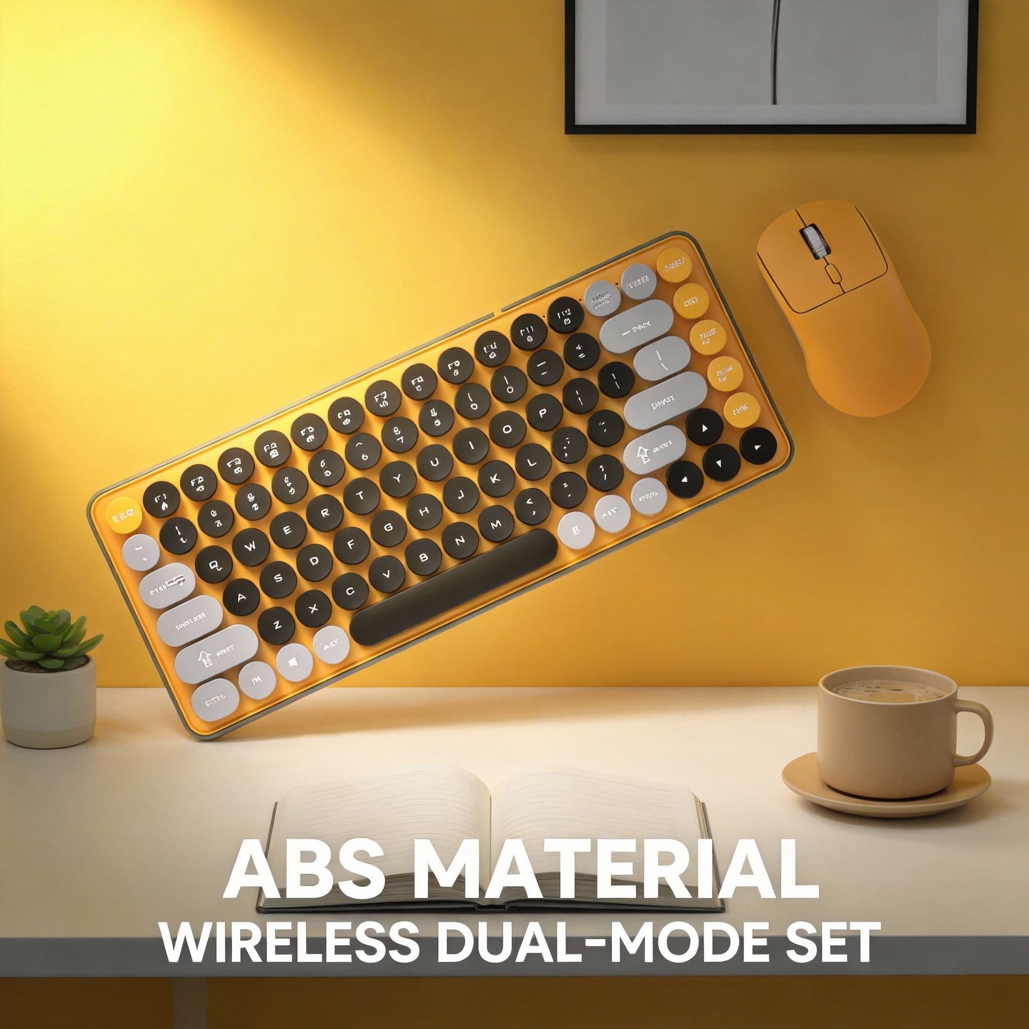 HK05 Two Modes Wireless Keyboard & Mouse Combo – Retro Round Keycaps (2.4G + Bluetooth) view 4