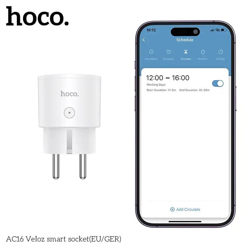 Hoco AC16 Smart Plug Remote Control Device Power On Off view 2