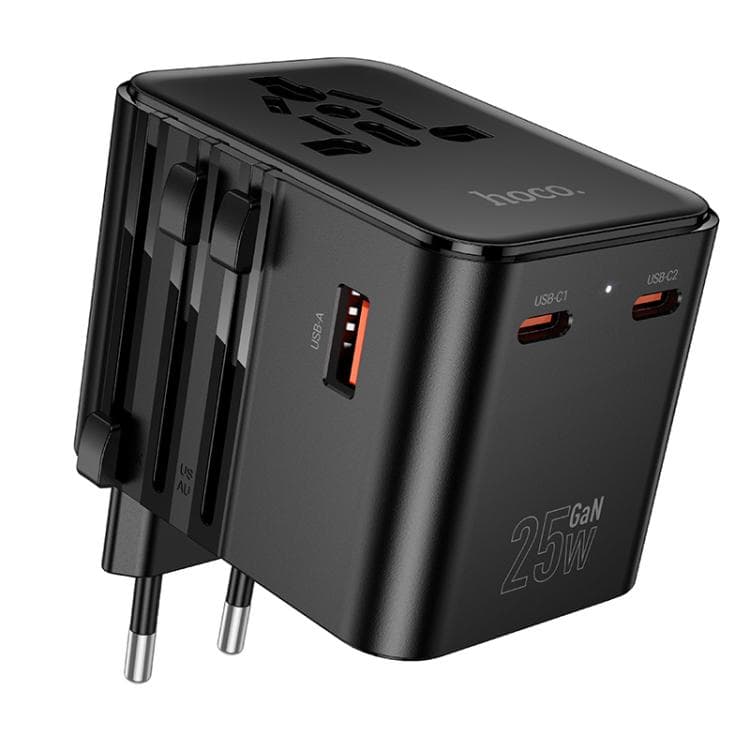 Hoco AC31 PD 25W 2 x Type-C And USB-A 3-Ports Global Universal Travel Adapter Charger