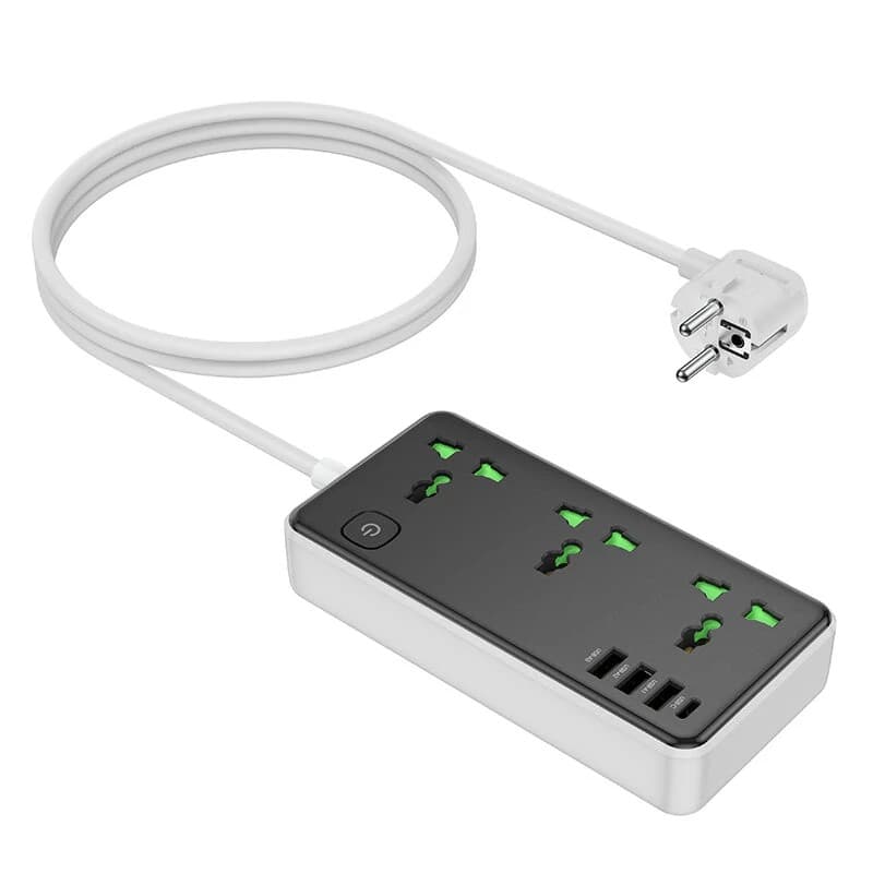 Hoco AC7A 10A 17W 7 Port USB Charger 3USB-A+1USB-C+3AC Fast Charging Multiplug view 2