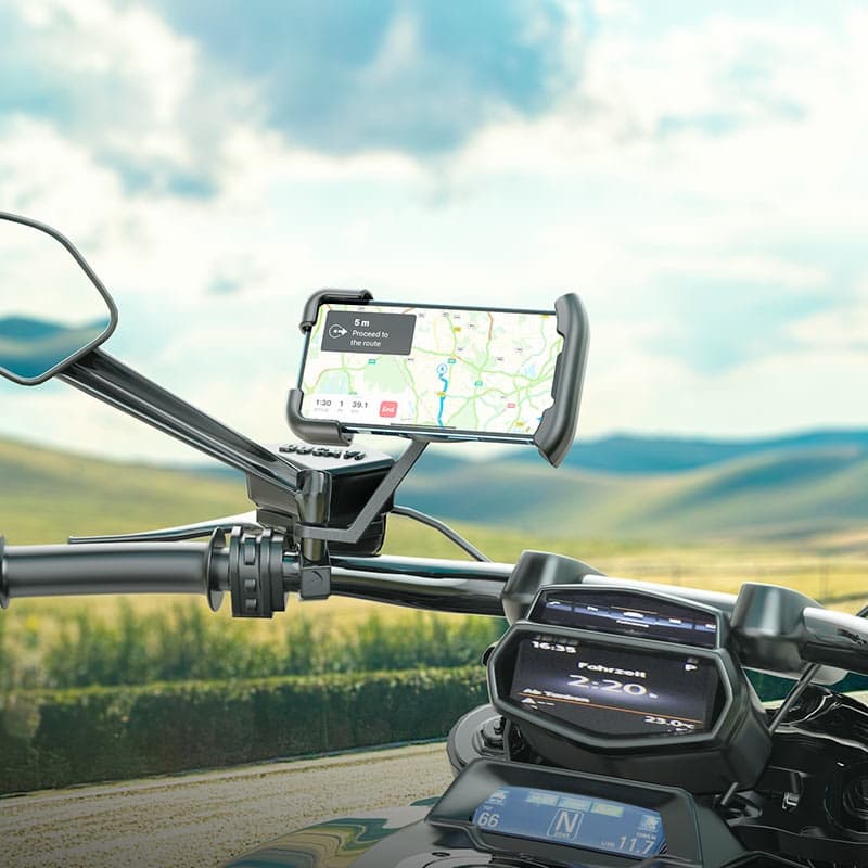 HOCO CA119 Follow Motorcycle Phone Holder – Rearview Mirror Mount For 4.5–7″ Devices view 4