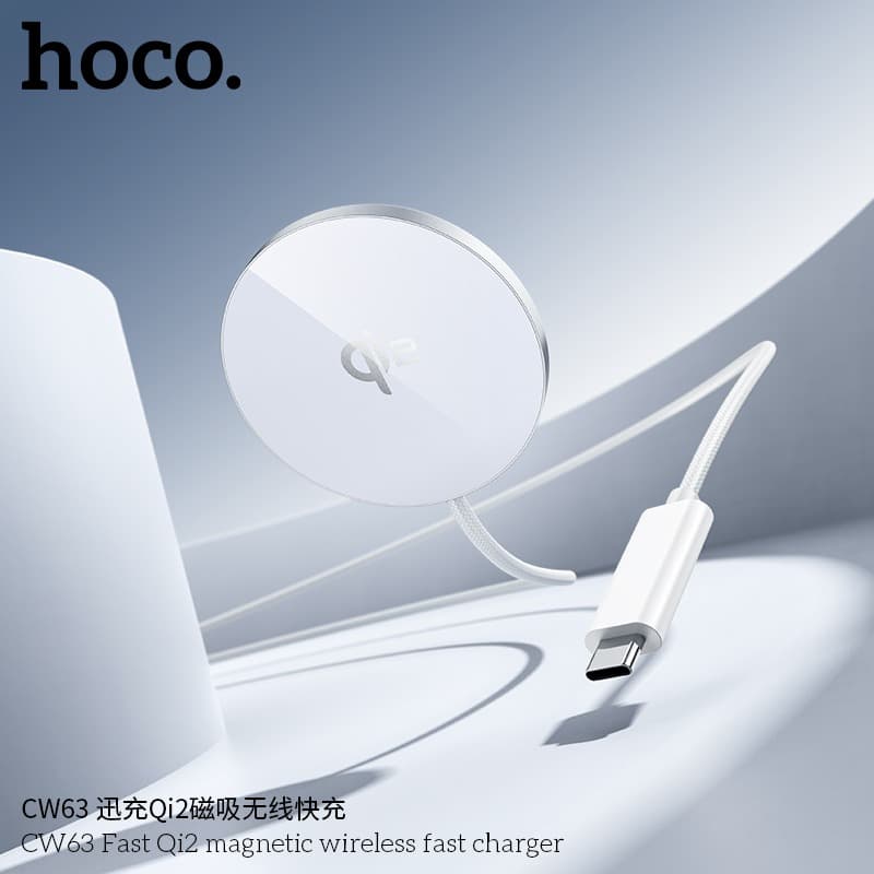 HOCO CW63 Magnetic Wireless Charger Qi2 Certified Aluminum Alloy Charging Pad 15W Max