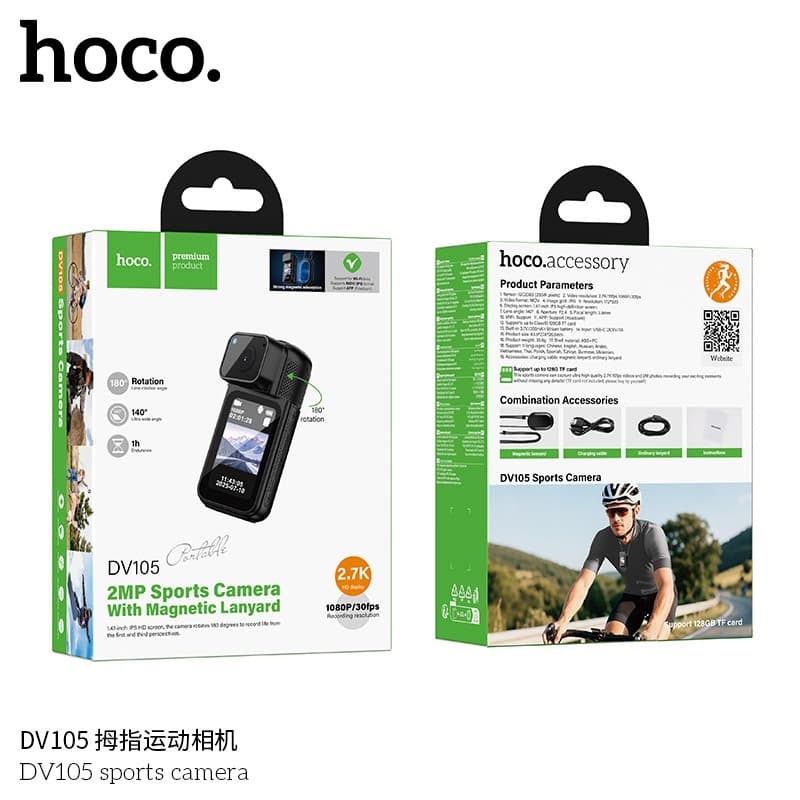 Hoco DV105 Sports Action Camera With Wi-Fi 1.47-Inch IPS Display view 6