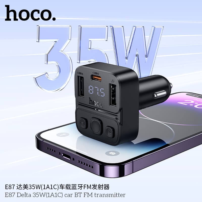 Hoco E87 Car Charger With FM Bluetooth Car Transmitter view 3