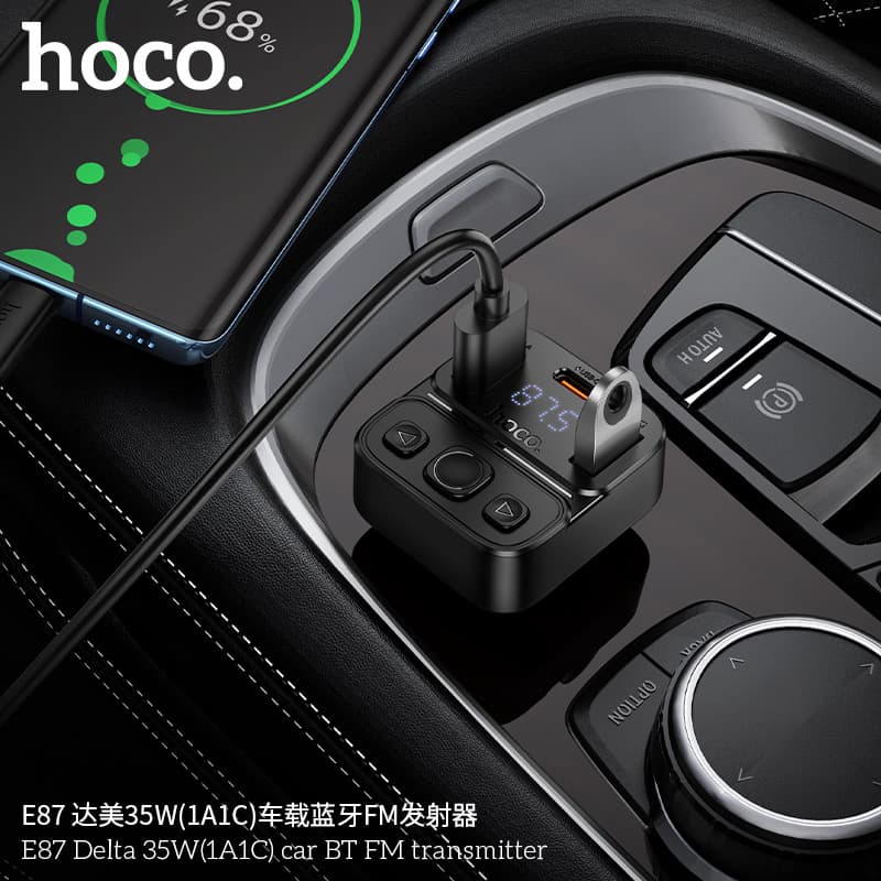 Hoco E87 Car Charger With FM Bluetooth Car Transmitter view 2