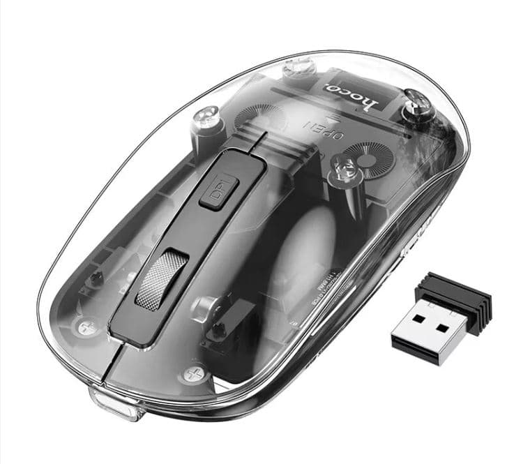 Hoco GM29 2.4g Bluetooth Dual Mode Silent Wireless Transparent Mouse