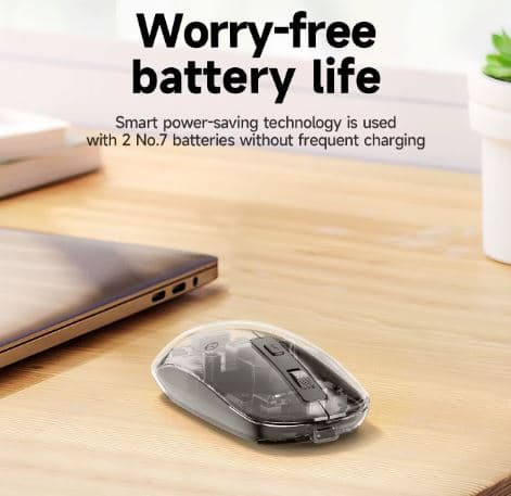 Hoco GM29 2.4g Bluetooth Dual Mode Silent Wireless Transparent Mouse view 2