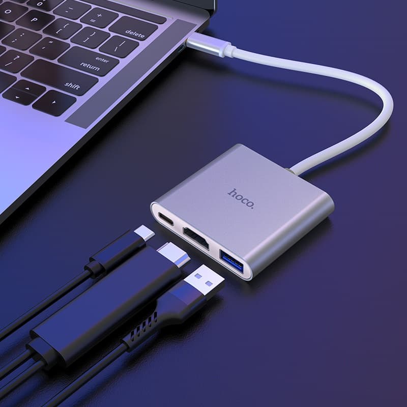 Hoco HB14 Type C Hub USB3.0 + HDMI + PD view 3