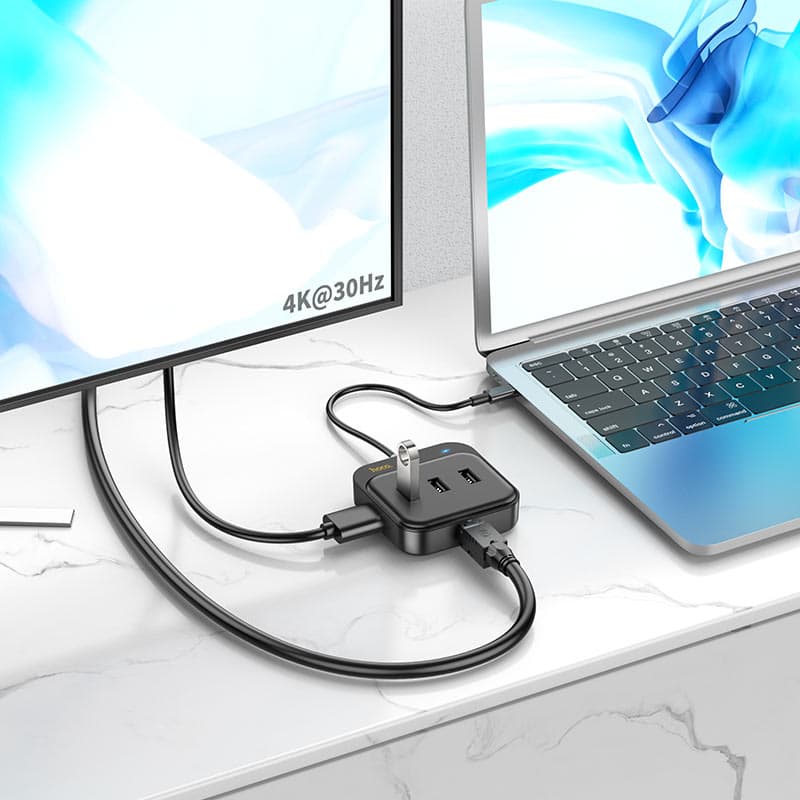 Hoco HB37 Type-C Hub HDTV + RJ45 + USB-A3.0 + 2 × USB-A2.0 + Type-C view 2