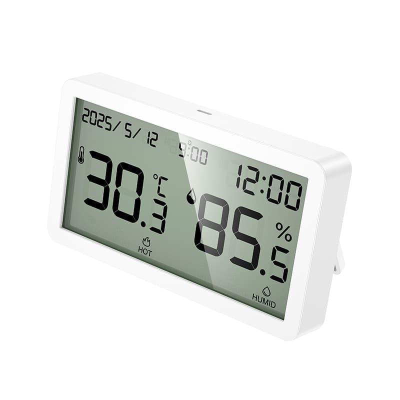 HOCO HX42 Indoor Thermometer & Hygrometer Clock — LCD Display Temperature & Humidity Monitor With Alarm Function