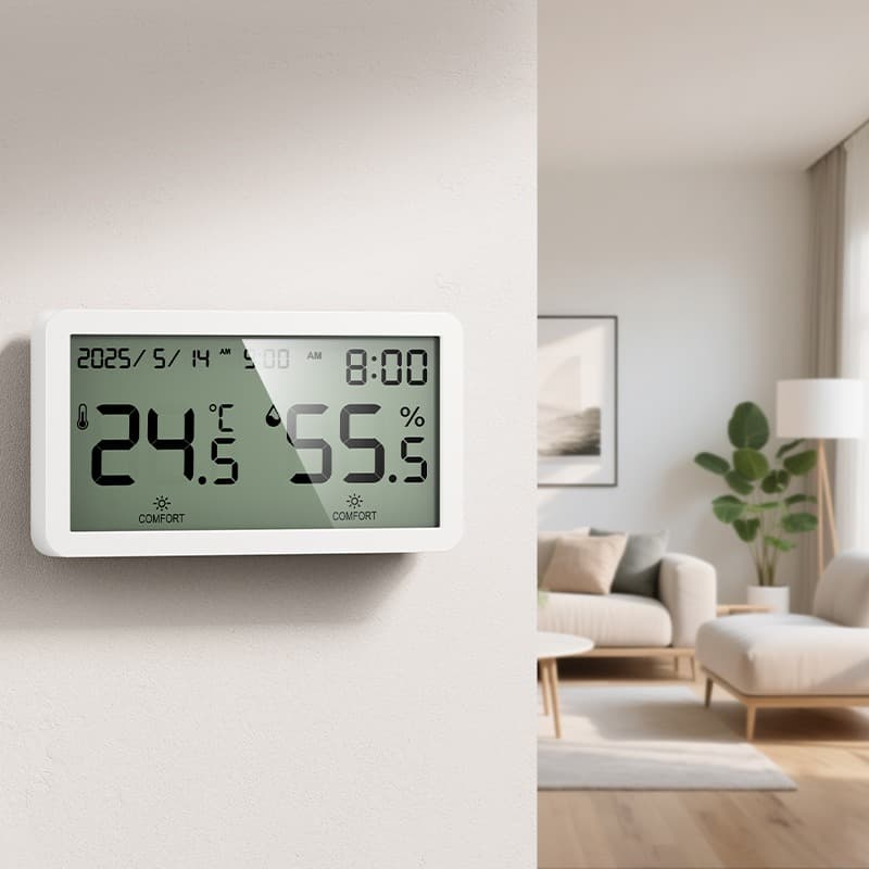 HOCO HX42 Indoor Thermometer & Hygrometer Clock — LCD Display Temperature & Humidity Monitor With Alarm Function view 4
