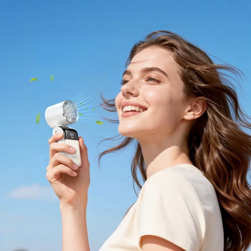 Hoco HX606 3 In 1 Handheld And Desktop Portable Fan With Speed Adjustment & LED Digital Display view 5