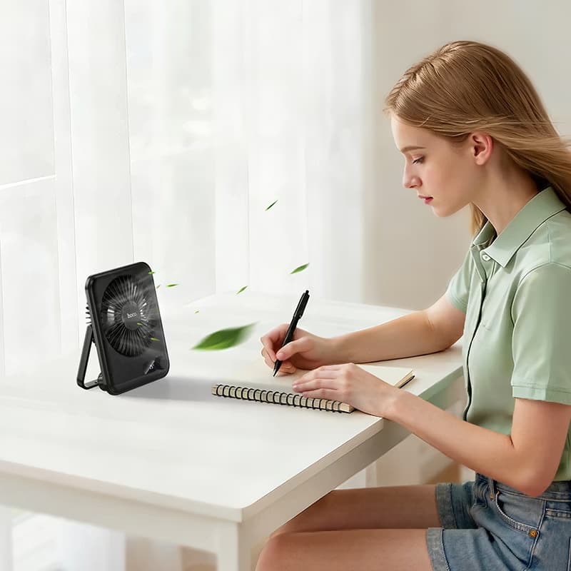 Hoco HX607 Ultra-Slim Portable Desktop Fan with 100-Level Adjustable Airflow And LED Digital Display view 2