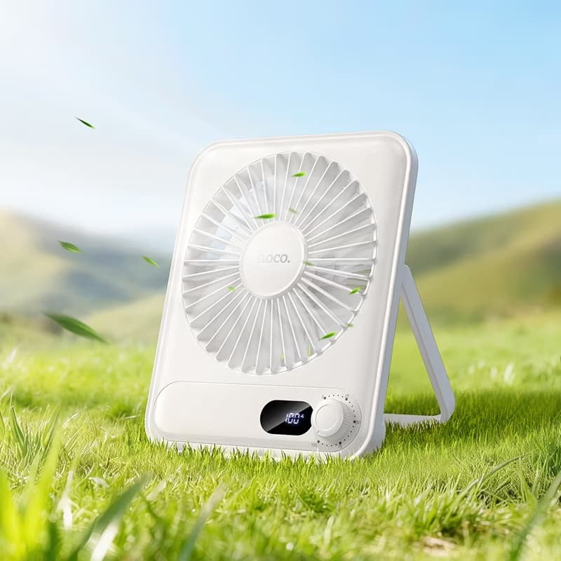 Hoco HX607 Ultra-Slim Portable Desktop Fan with 100-Level Adjustable Airflow And LED Digital Display