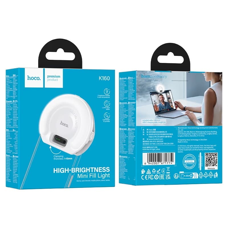 Hoco K160 Olas Ultra-Slim Portable LED Fill Light for Smartphones & Laptops view 6