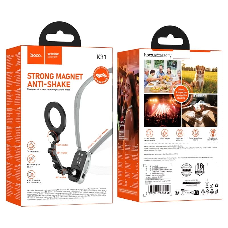 Hoco K31 Campo Magnetic Neck-Hanging Phone & Action Camera Mount view 5