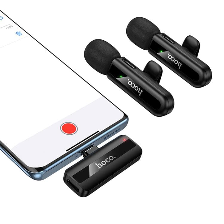 Hoco L20A Type-C And 8 Pin Dual Mic Lavalier Wireless Microphone view 2
