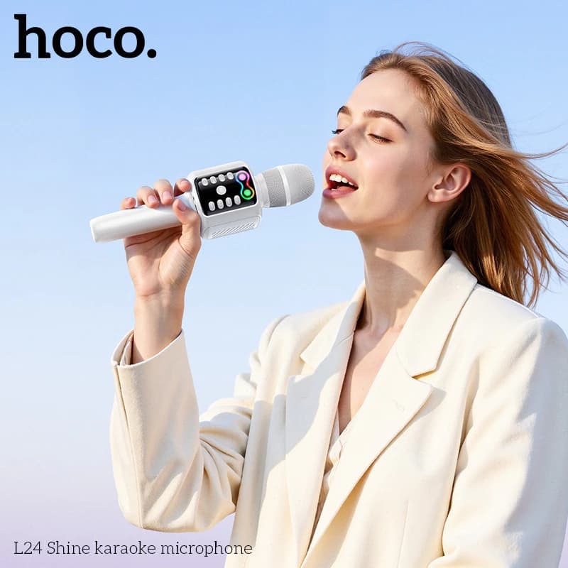HOCO L24 2-in-1 Karaoke Microphone with Built-in Speaker (5W) And RGB Lighting view 3