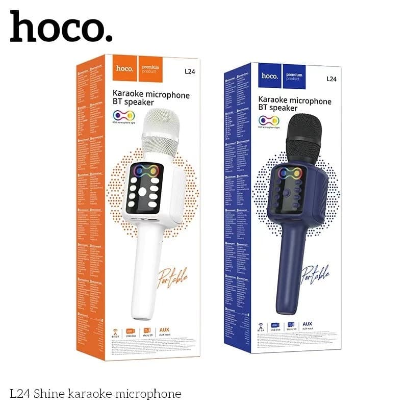 HOCO L24 2-in-1 Karaoke Microphone with Built-in Speaker (5W) And RGB Lighting view 6