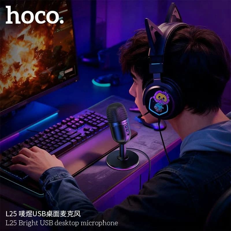 Hoco L25 Bright USB Desktop Microphone With RGB Ambient Lighting view 5