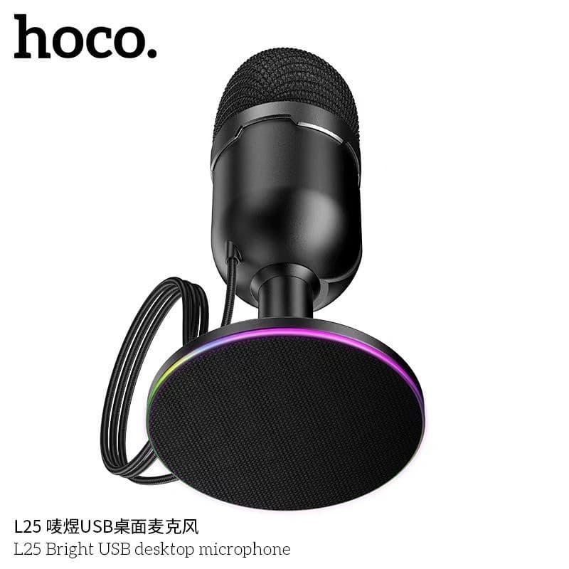 Hoco L25 Bright USB Desktop Microphone With RGB Ambient Lighting view 3