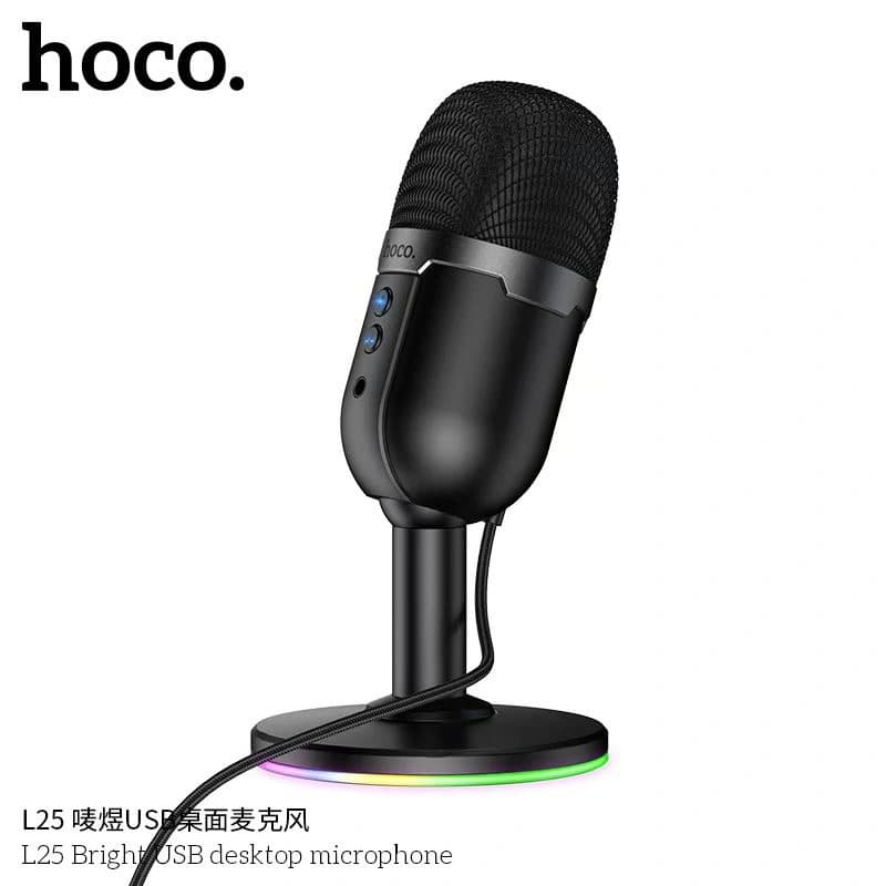 Hoco L25 Bright USB Desktop Microphone With RGB Ambient Lighting