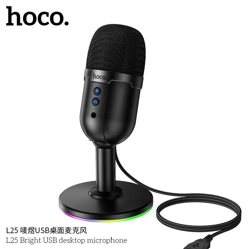Hoco L25 Bright USB Desktop Microphone With RGB Ambient Lighting view 2
