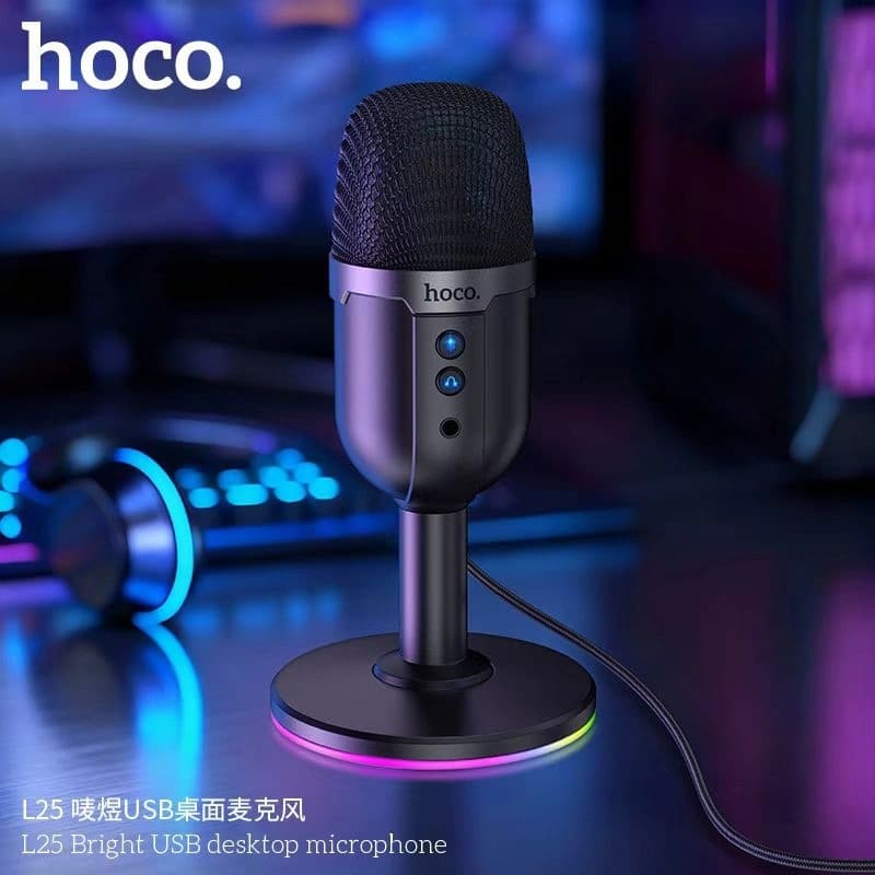 Hoco L25 Bright USB Desktop Microphone With RGB Ambient Lighting view 4