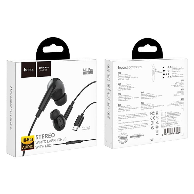 Hoco M1 Pro Original Series Wired Type C Earphone With Mic view 2