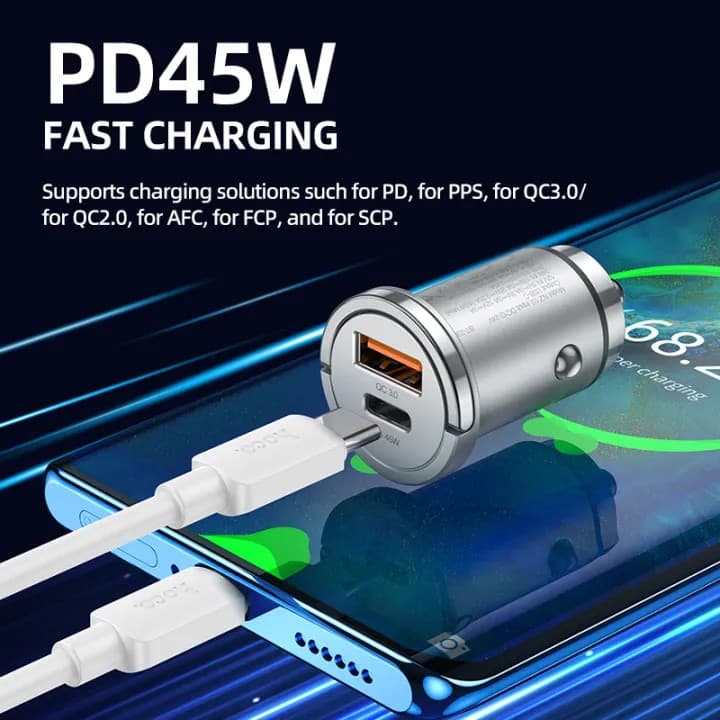 Hoco NZ10 Car Charger Type C PD 45W view 2
