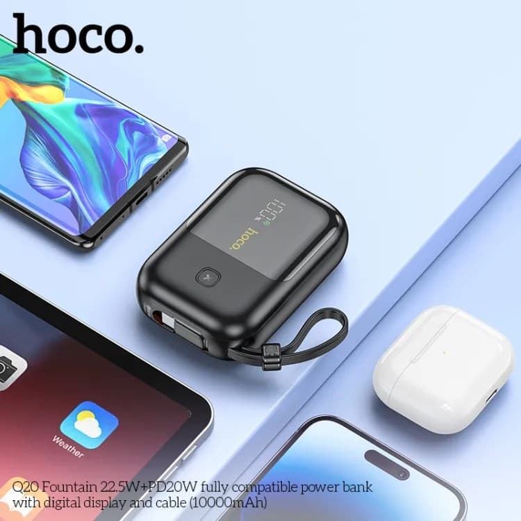 Hoco Q20 Fountain 22.5W+PD20W Fully Compatible Power Bank With Digital Display And Cable(10000mAh) view 3