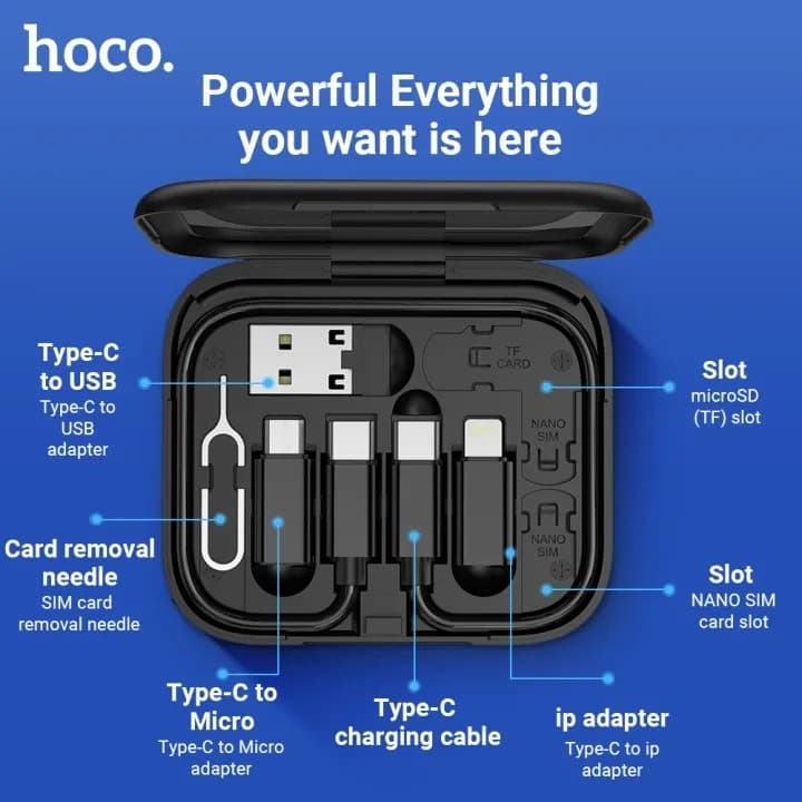 Hoco U114 60W All In One Cable Set Type C Micro Lightning Adapter view 2