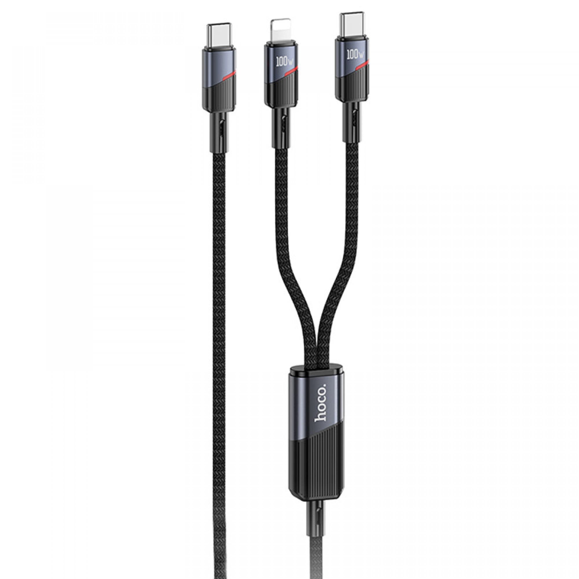 Hoco U139 Type C To Lightning/Type C 100W 1.2m Data Cable
