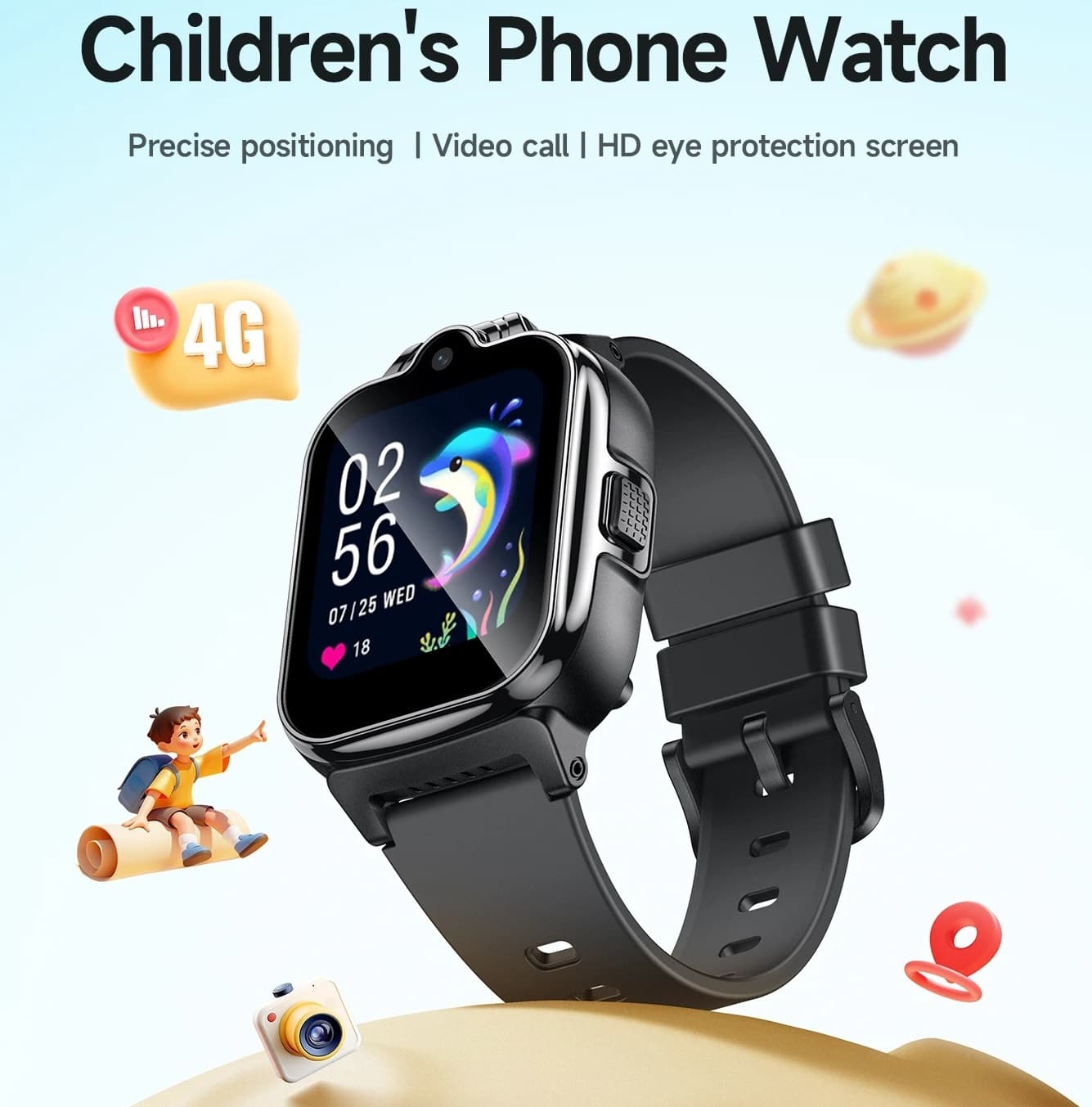HOCO Y104 1.6inch 2.5D HD Touch Screen 4G Children Smartwatch LBS GPS WIFI Positioning Support GSM WCDMA FDD Network