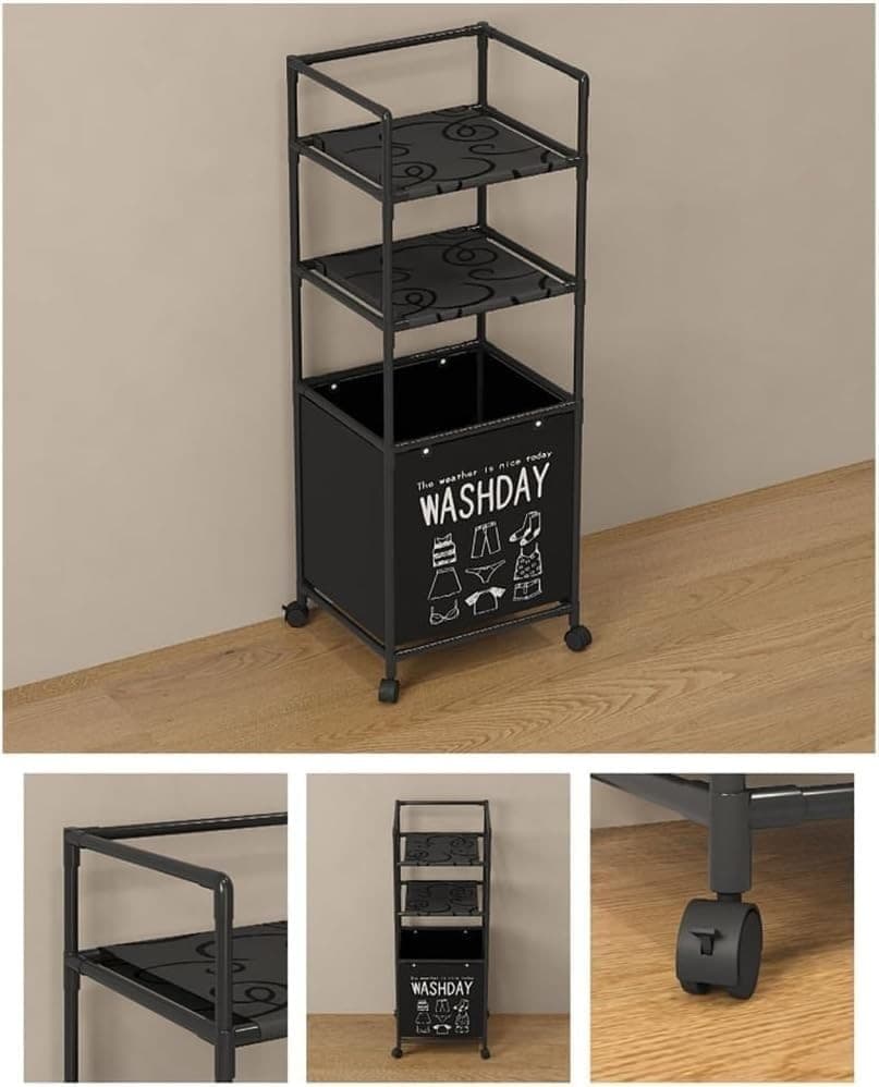 Household Washday Organizer Trolley  3-Tier Multi-purpose Storage Cart With Wheels view 2