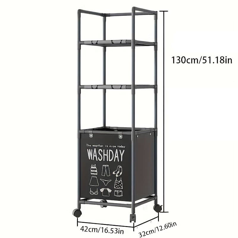 Household Washday Organizer Trolley  3-Tier Multi-purpose Storage Cart With Wheels view 3