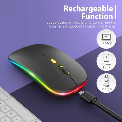 HP W10 LED Wireless Optical Rechargeable Mouse Silent Click 2.4G